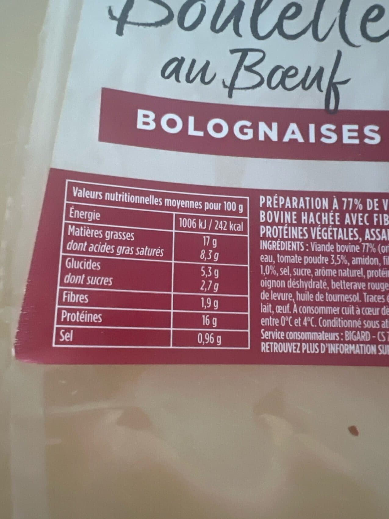 Bigard Boulettes de boeuf Bolognaises Bigard packshot