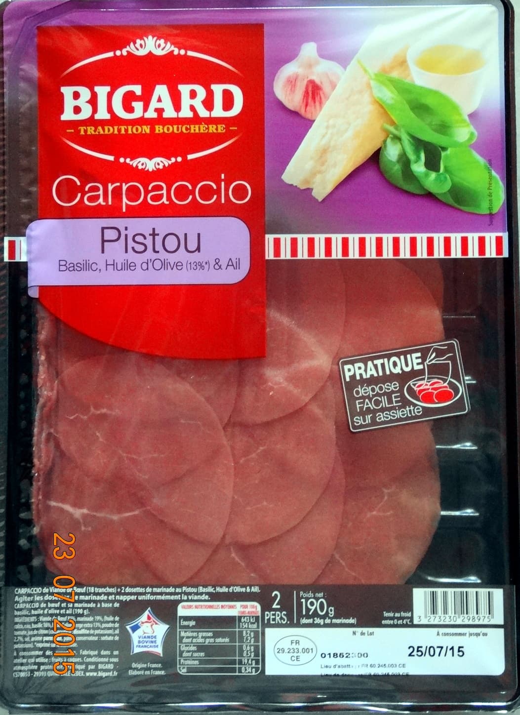 Bigard Carpaccio Marinade Pesto Rouge packshot