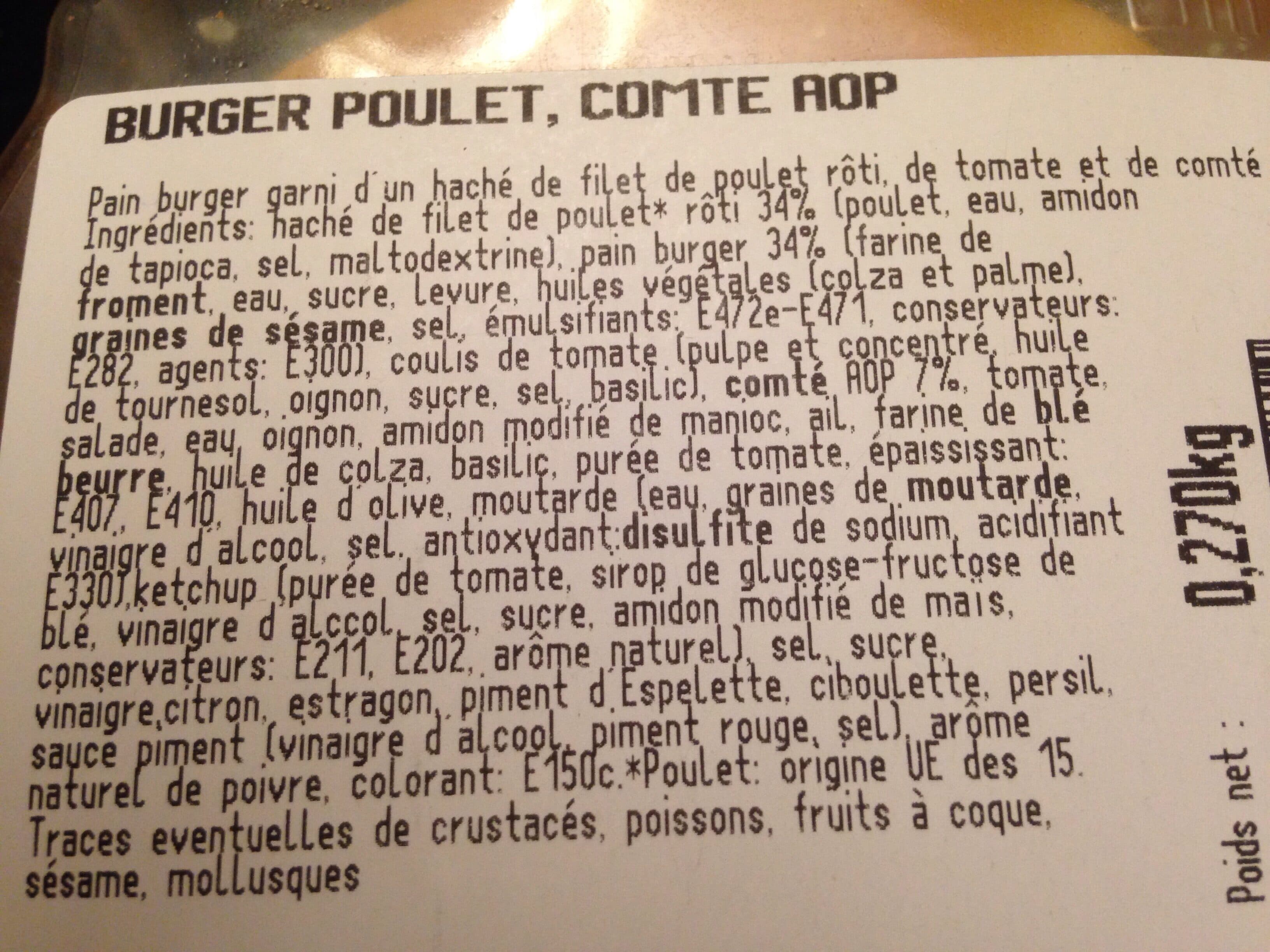 Burger Gourmand Poulet comte aop sauce andzlouse packshot