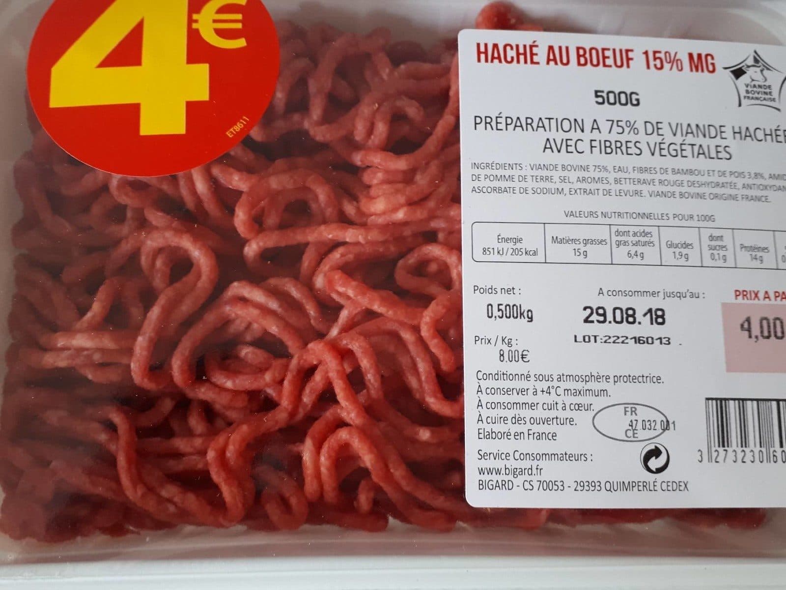 Bigard Haché de boeuf 15%MF packshot
