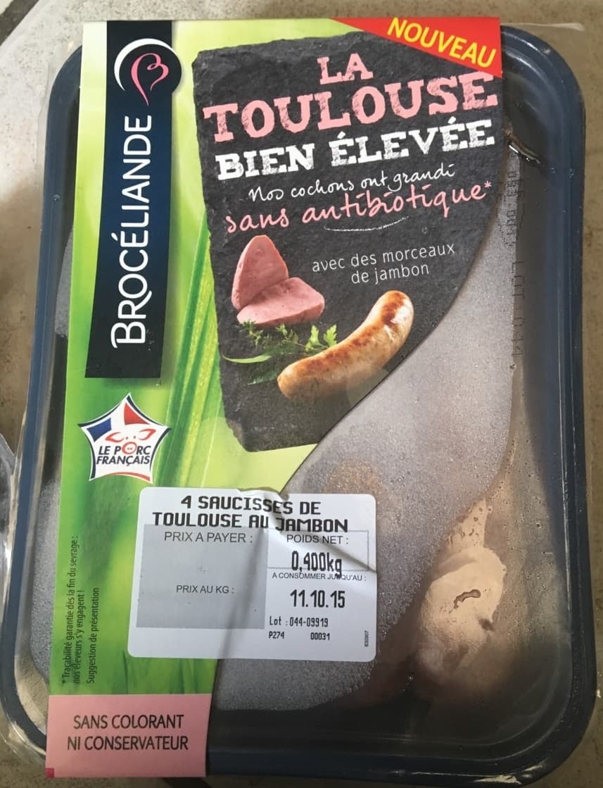 Brocéliande La Toulouse bien élevée Saucisses de toulouse au jambon packshot