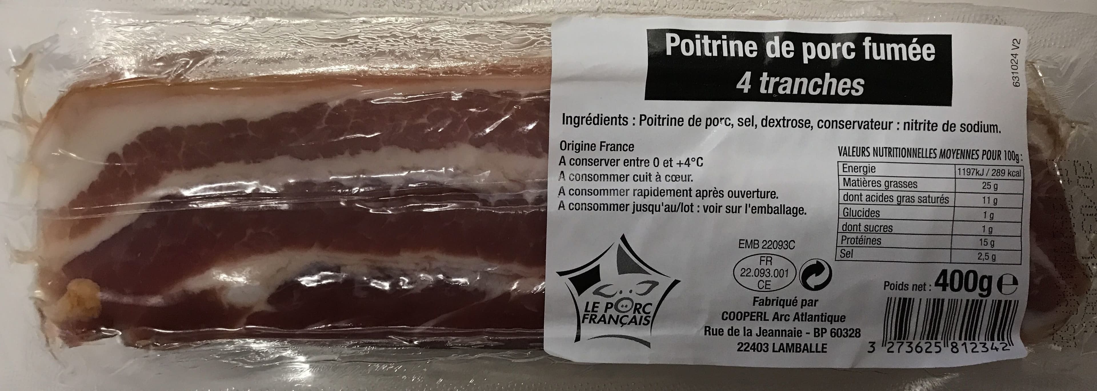Cooperl Poitrine de porc fumée packshot