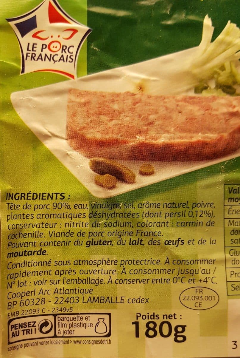 Open Food Facts Pate de tete packshot
