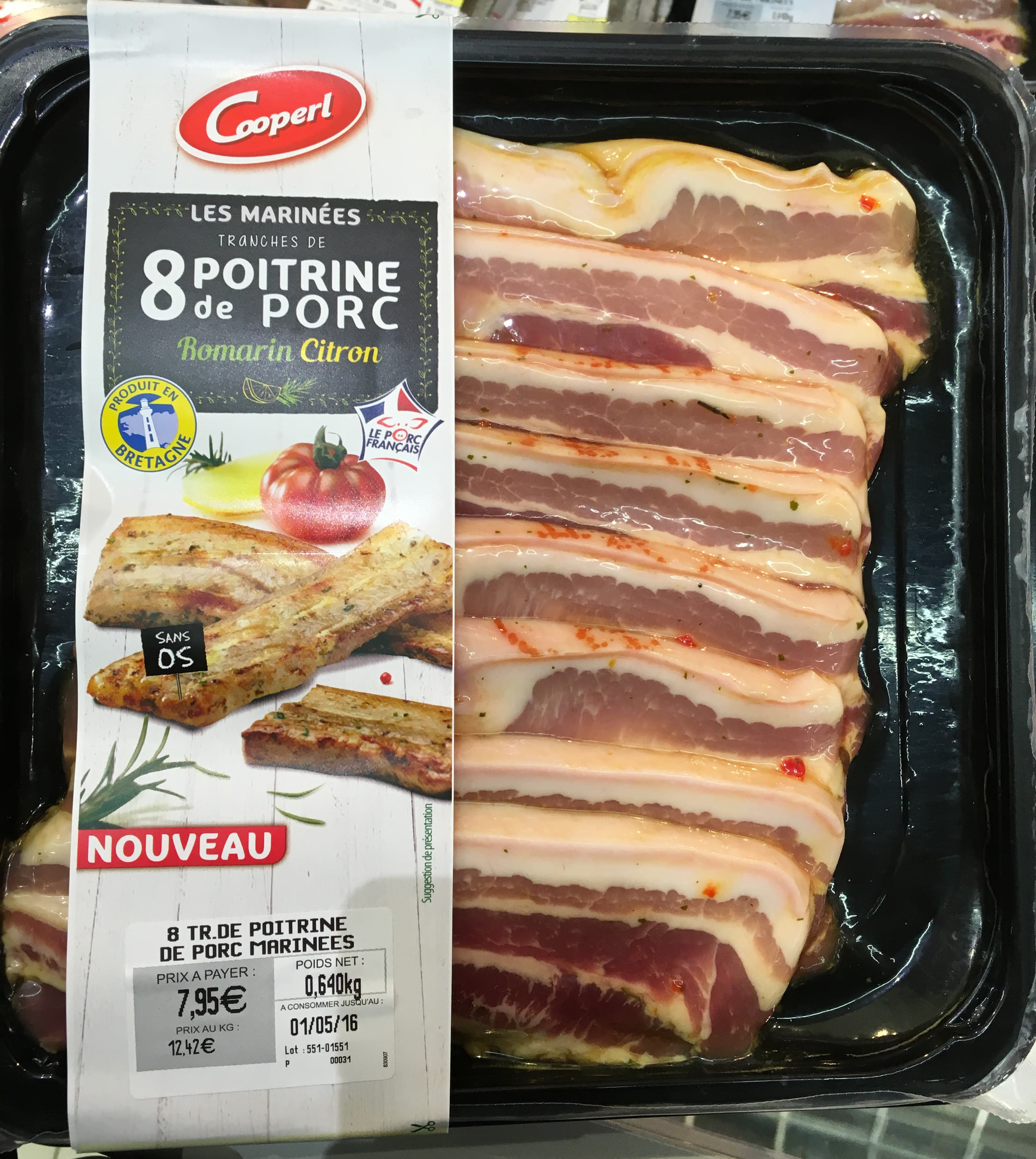 Cooperl Tranches de Poitrine de Porc Romarin Citron packshot