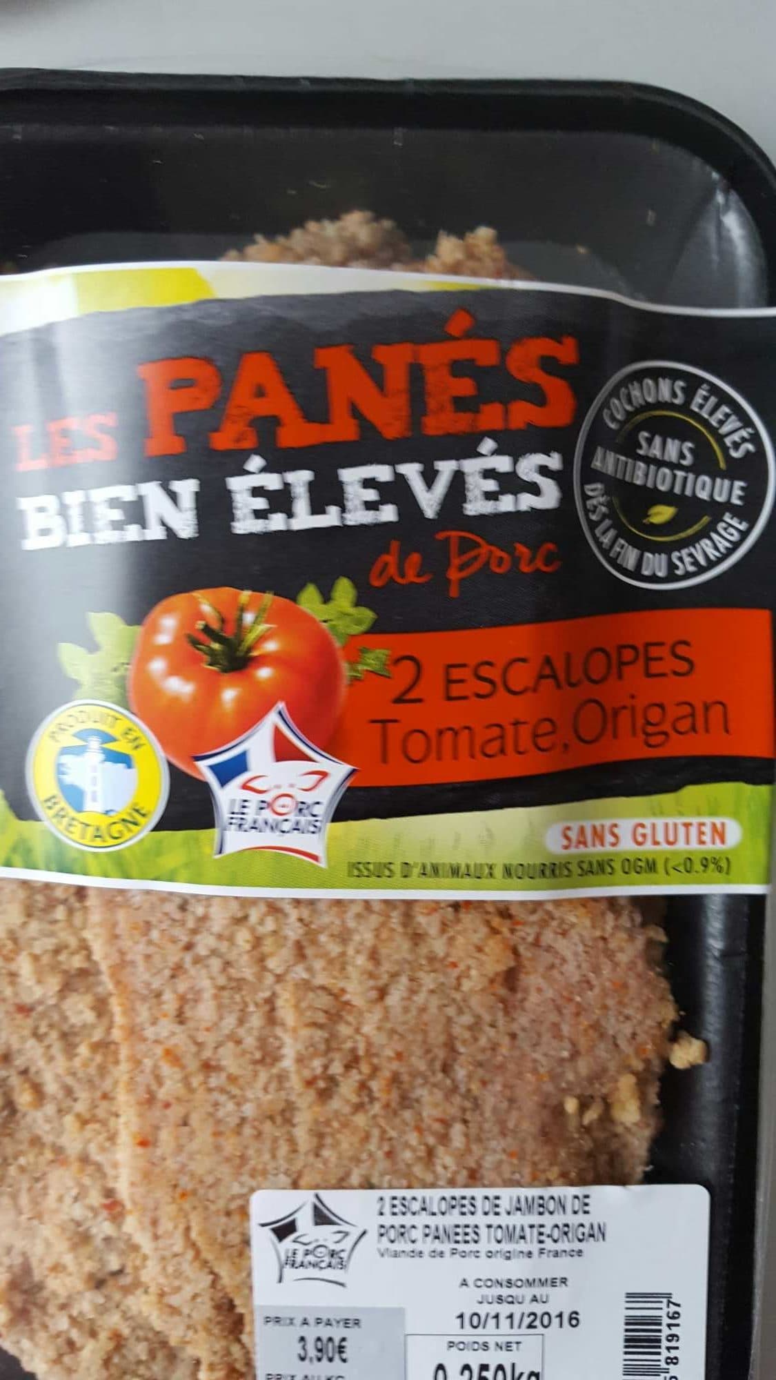 Brocéliande Les Panés Bien Élevés de Porc - 2 Escalopes Tomate, Origan packshot