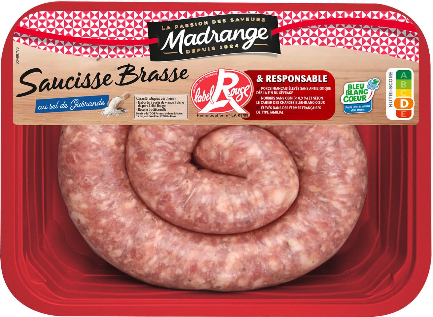 Madrange Saucisse brasse au sel de Guérande packshot