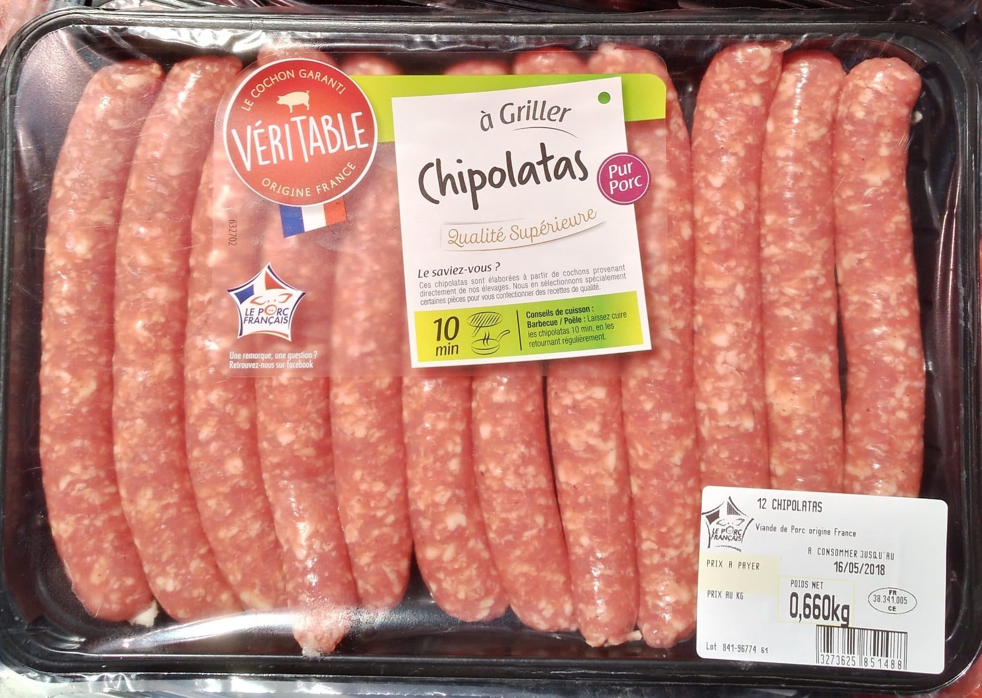 Cooperl 12 chipolatas pur porc packshot