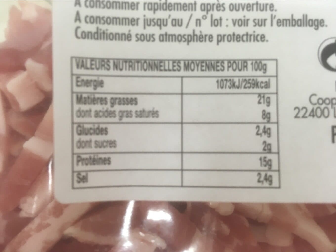 Le Porc Francais Lardons crus fumes packshot