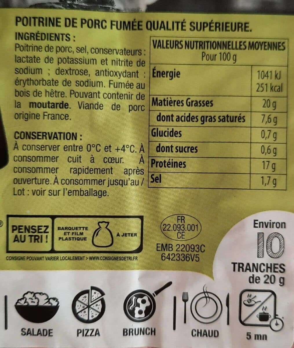 Le Porc Français Tranches fines de poitrine crue packshot