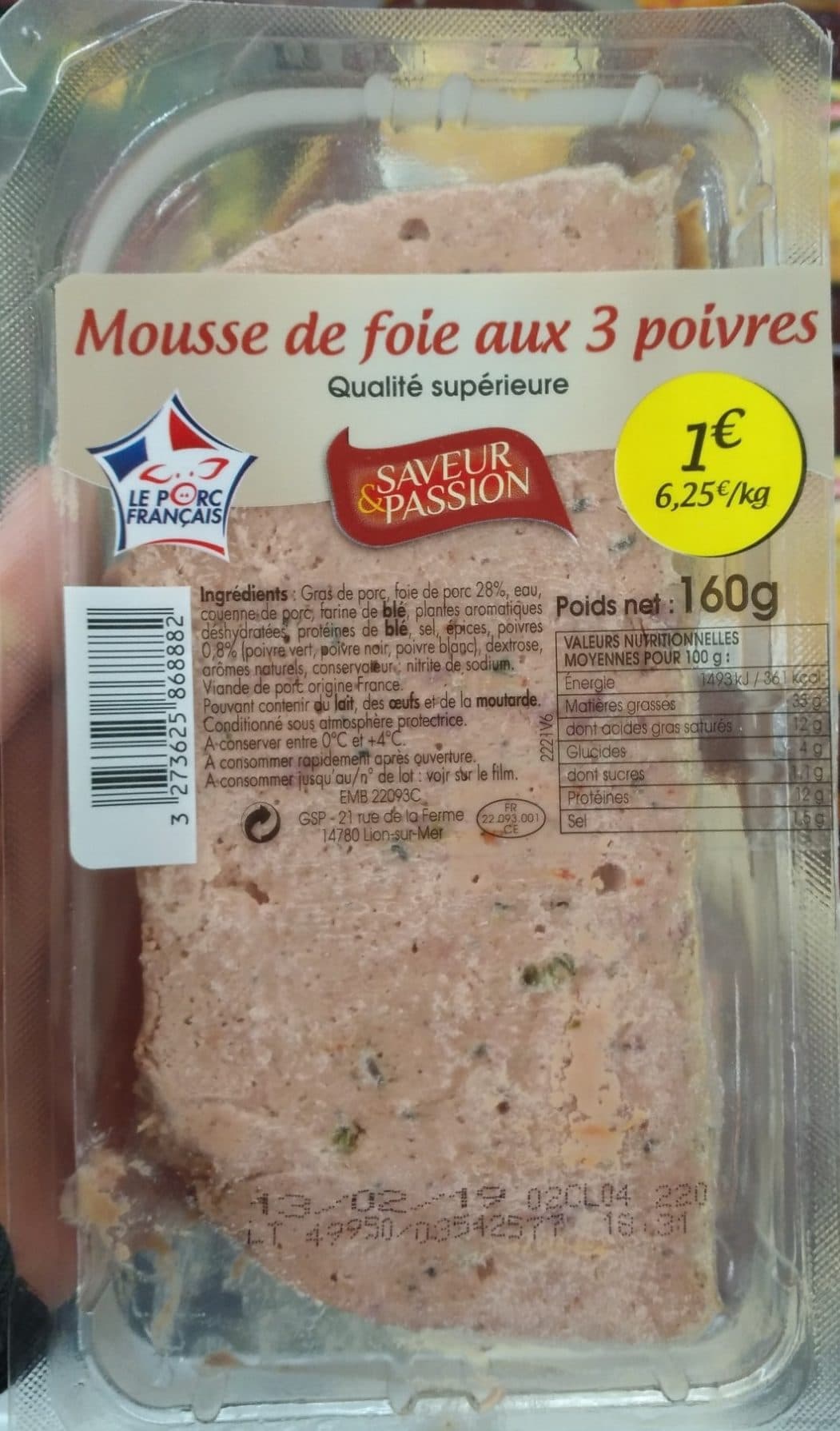 Saveur & Passion Mousse de foie aux 3 poivres packshot