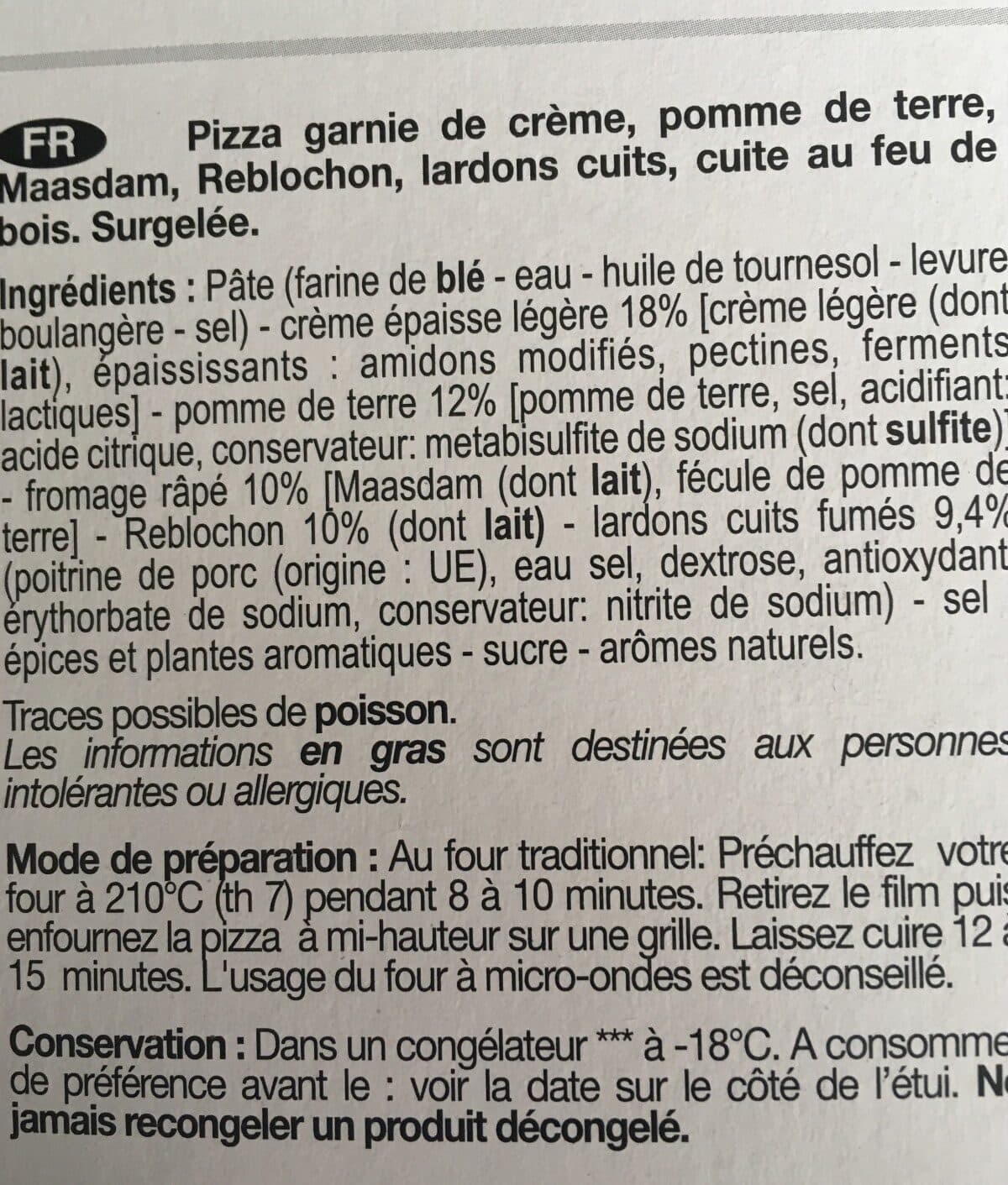 La Pizza du Moulin Pizza Tartiflette packshot