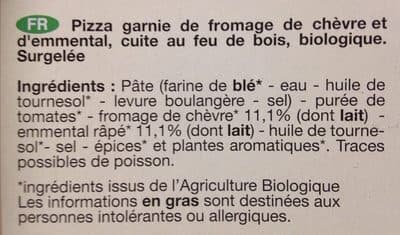 La pizza du moulin Pizza bio chèvre cuite au feu de bois packshot