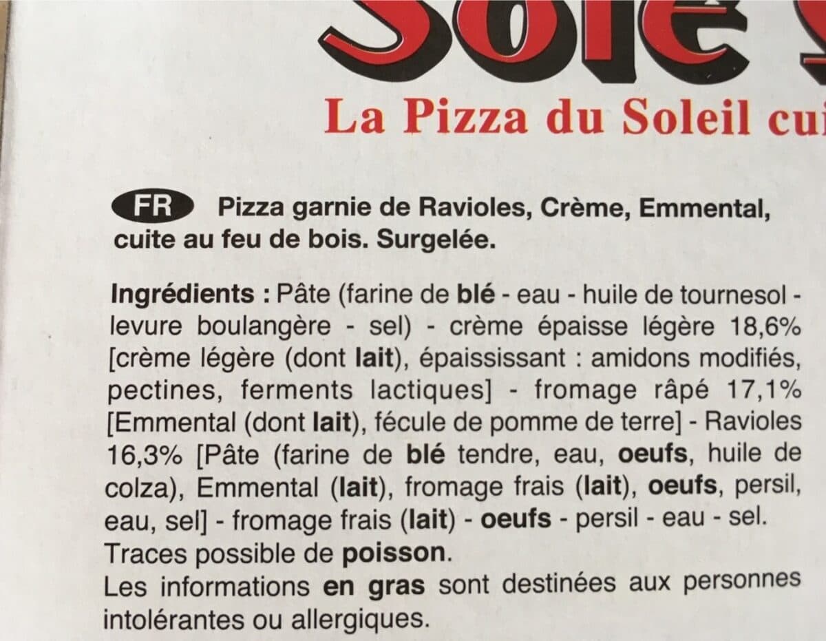 Sole Mio Pizza ravioles crème emmental packshot