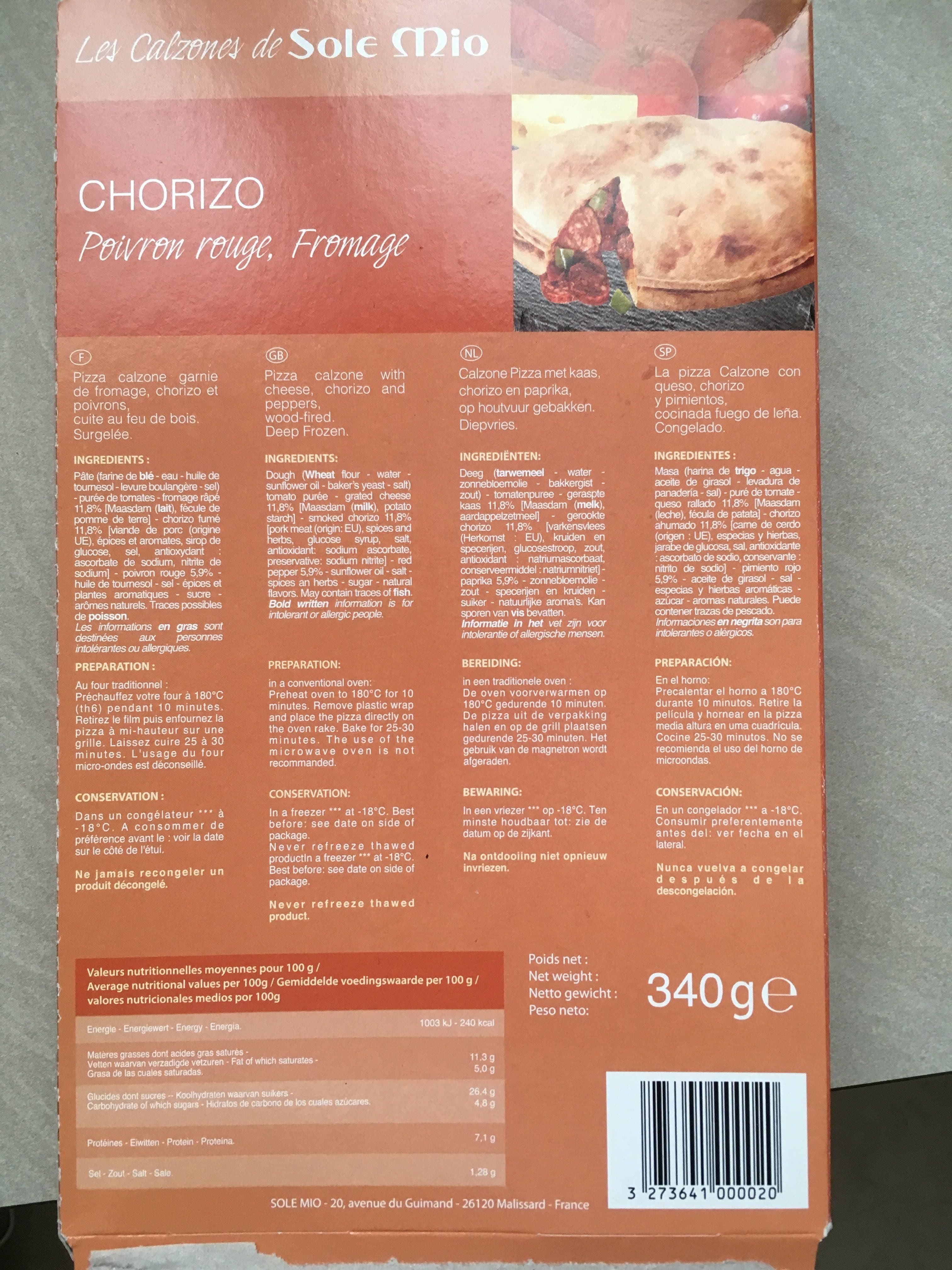 Sole Mio Calzone CHORIZO packshot
