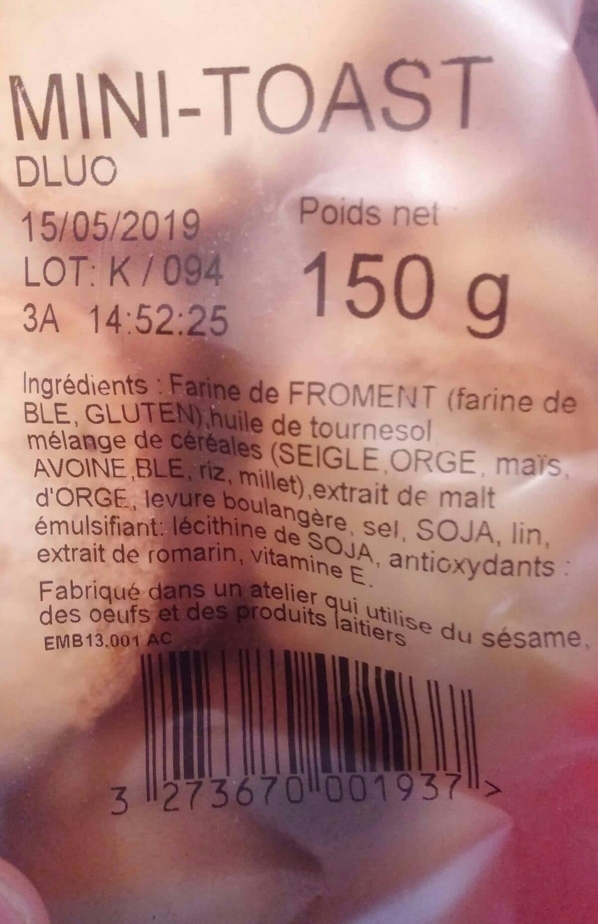 Open Food Facts Mini-toast packshot