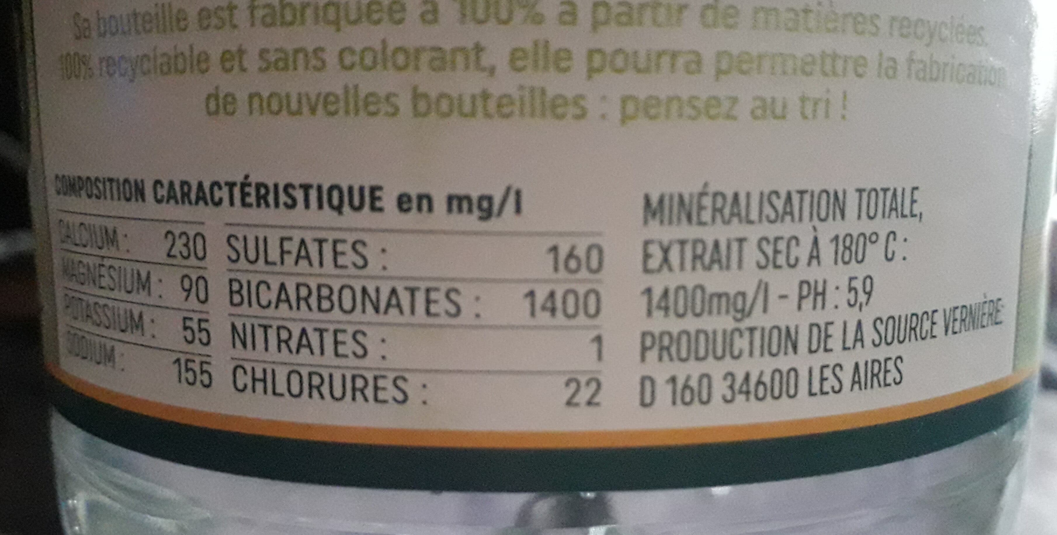 Vernière VERNIERE Eau Minérale Naturelle Finement Pétillante 1,25 L packshot