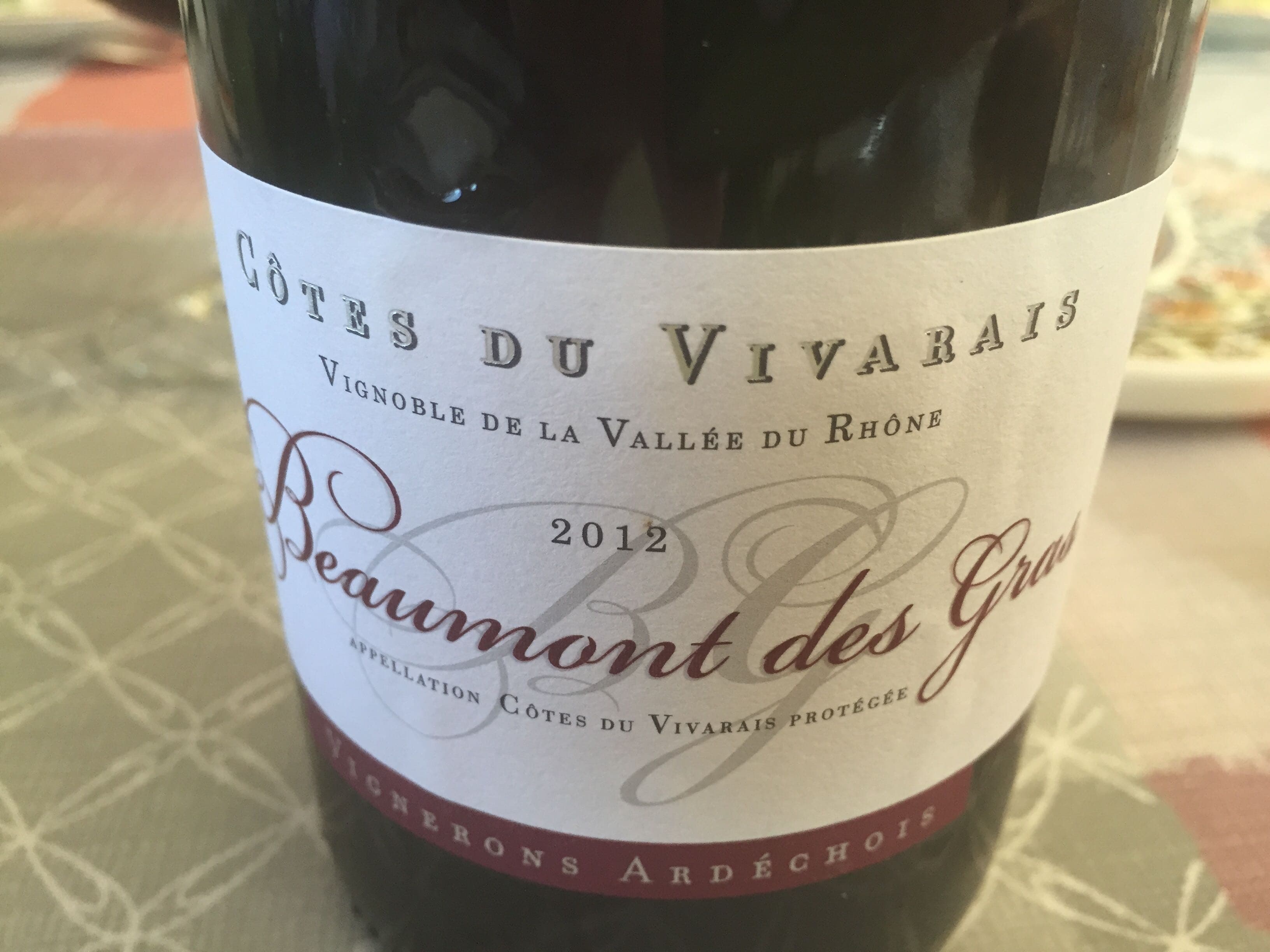 Beaumont des Gras Côte du Vivarais 2012 packshot