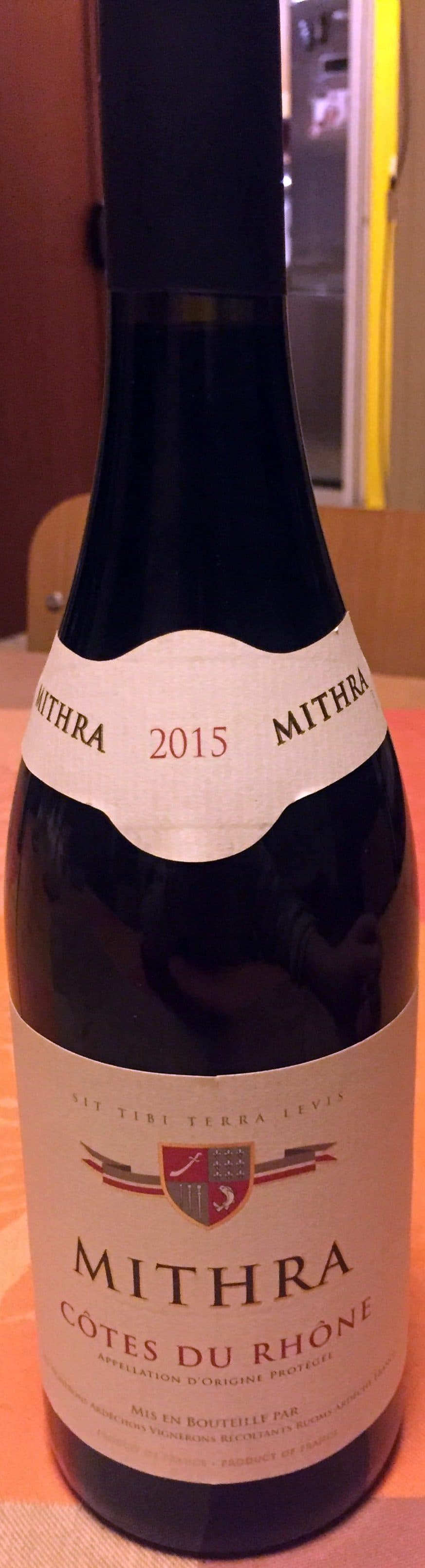 Les Vignerons Ardéchois Côtes du Rhône Cuvée Mithra 2015 packshot