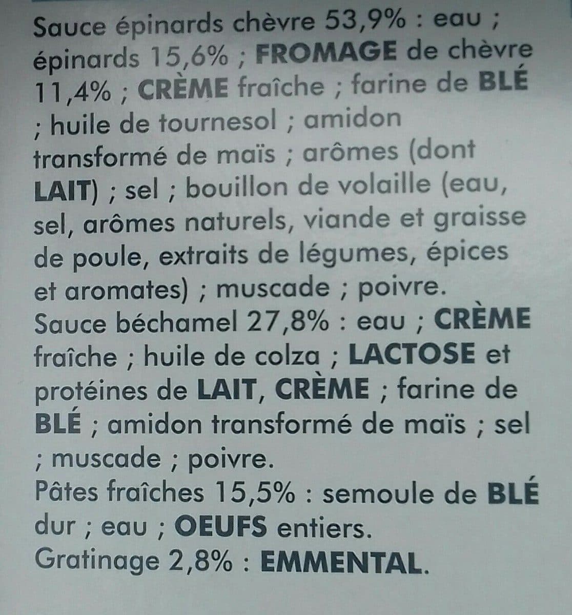 Partenaire culinaire Lasagnes épinards chèvre packshot