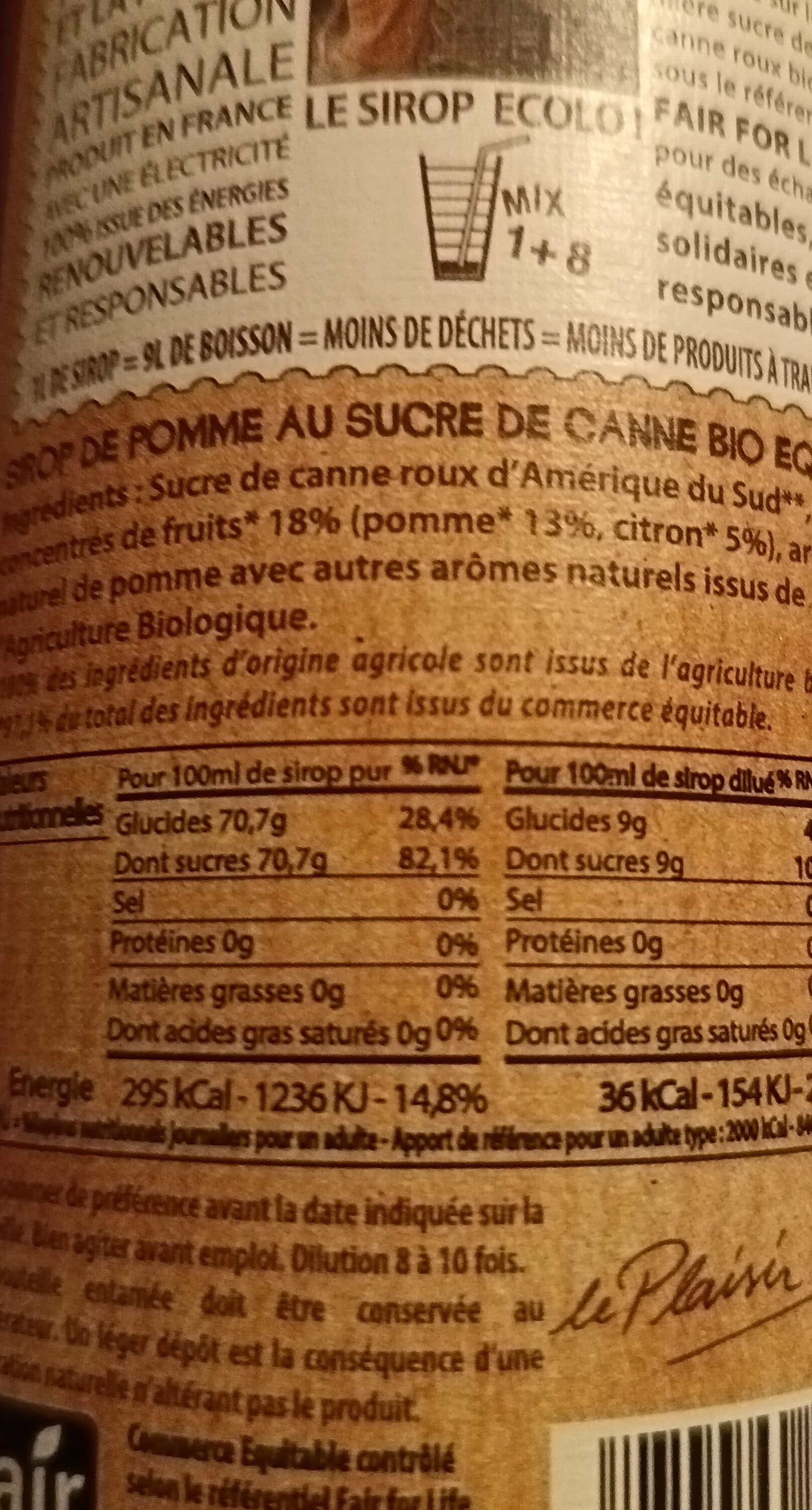 Meneau Sirop de Pomme au sucre de canne Bio Equitable packshot