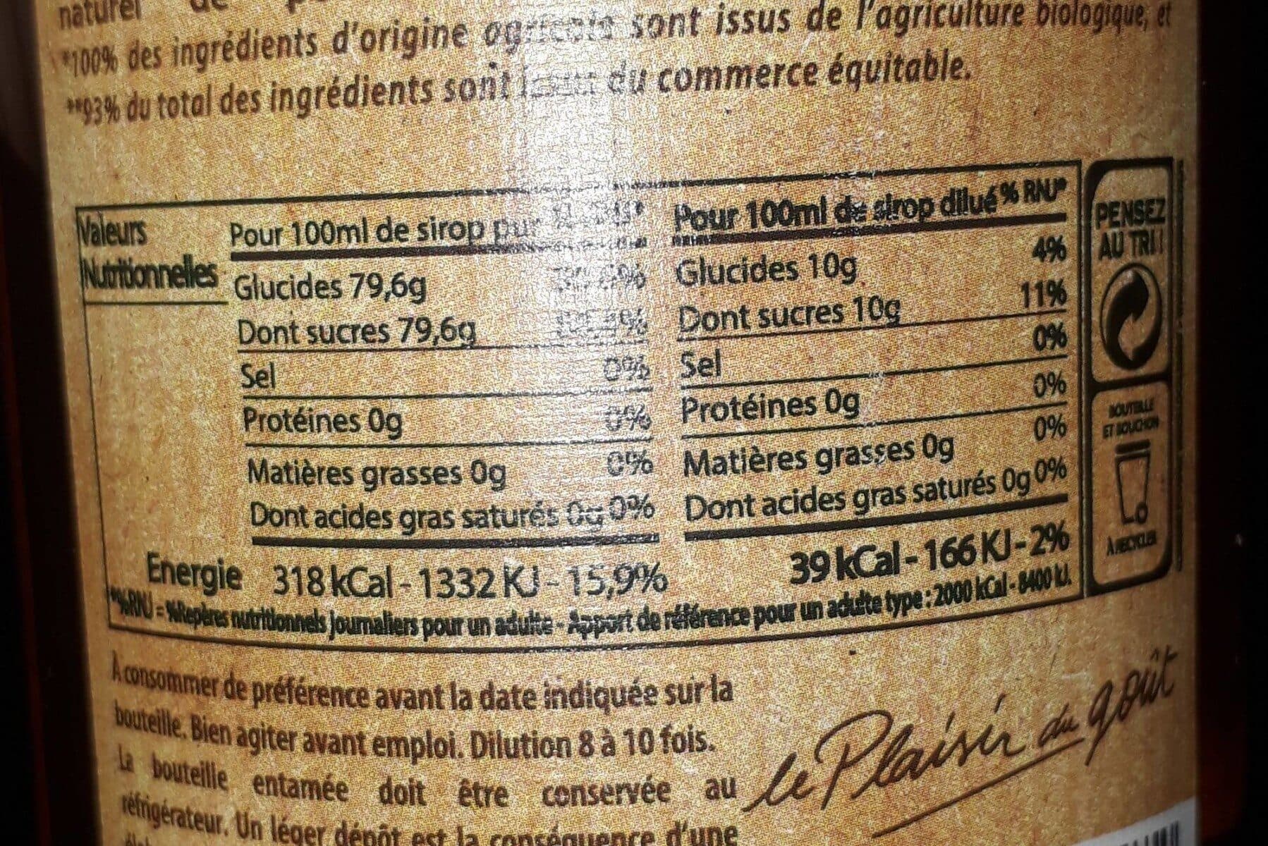 Maison Meneau Sirop au sucre de canne - pêche packshot