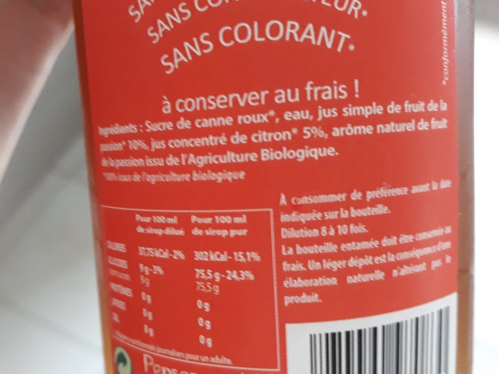 Open Food Facts Sirop sucre de canne passion packshot