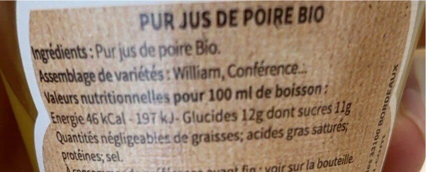 Hémisphère sud Pur jus poire bio packshot
