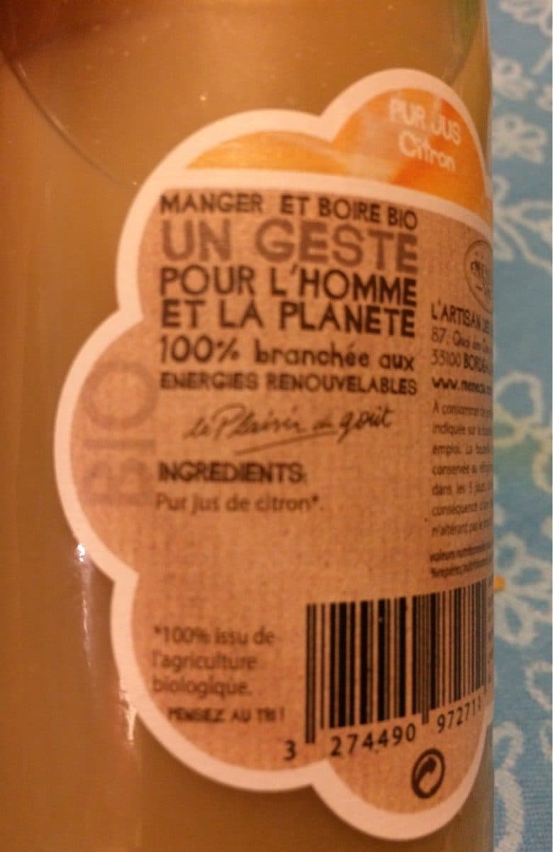 Maison Meneau Citron bio packshot