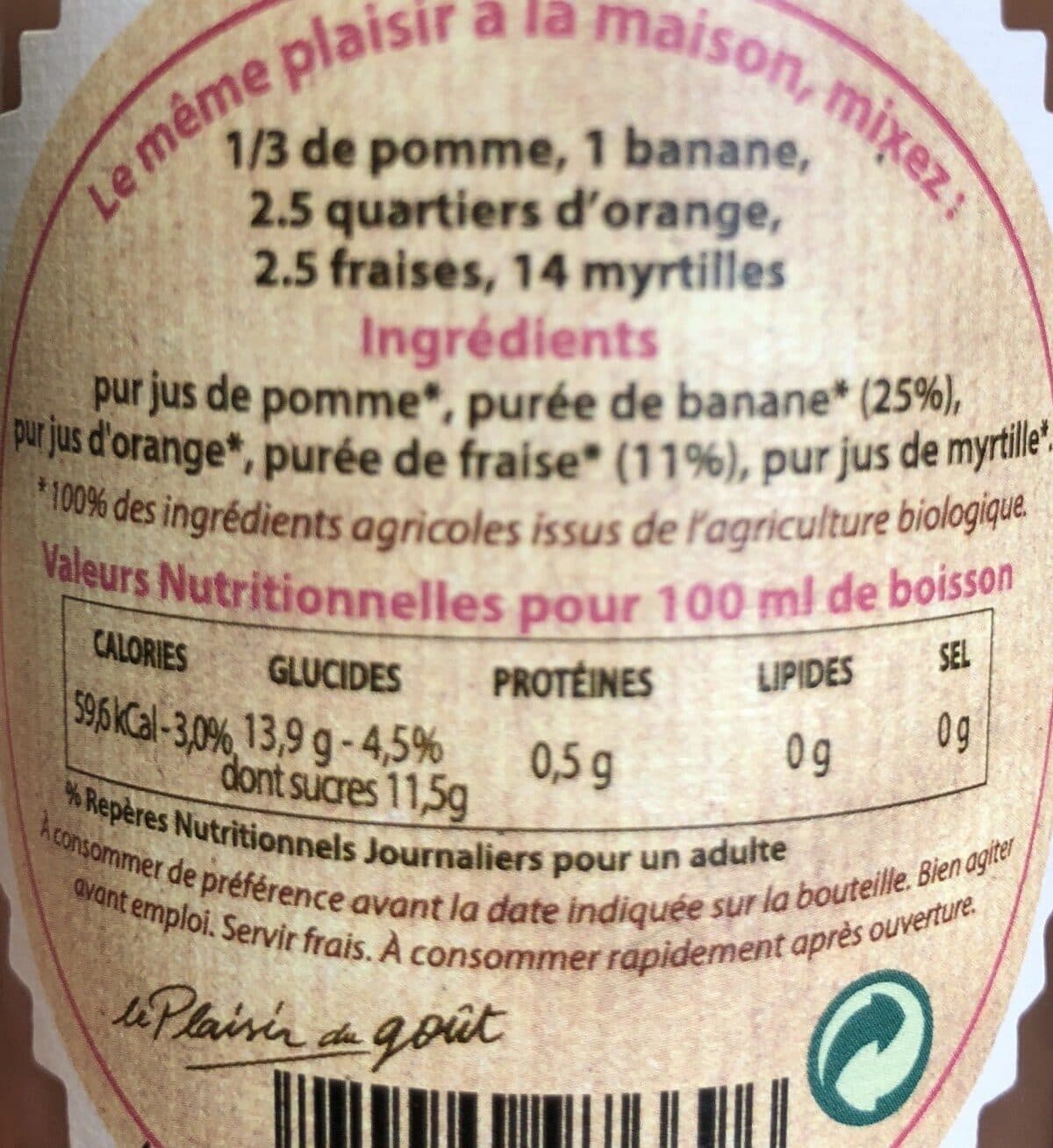 Maison meneau Smoothie Bio banane fraise packshot