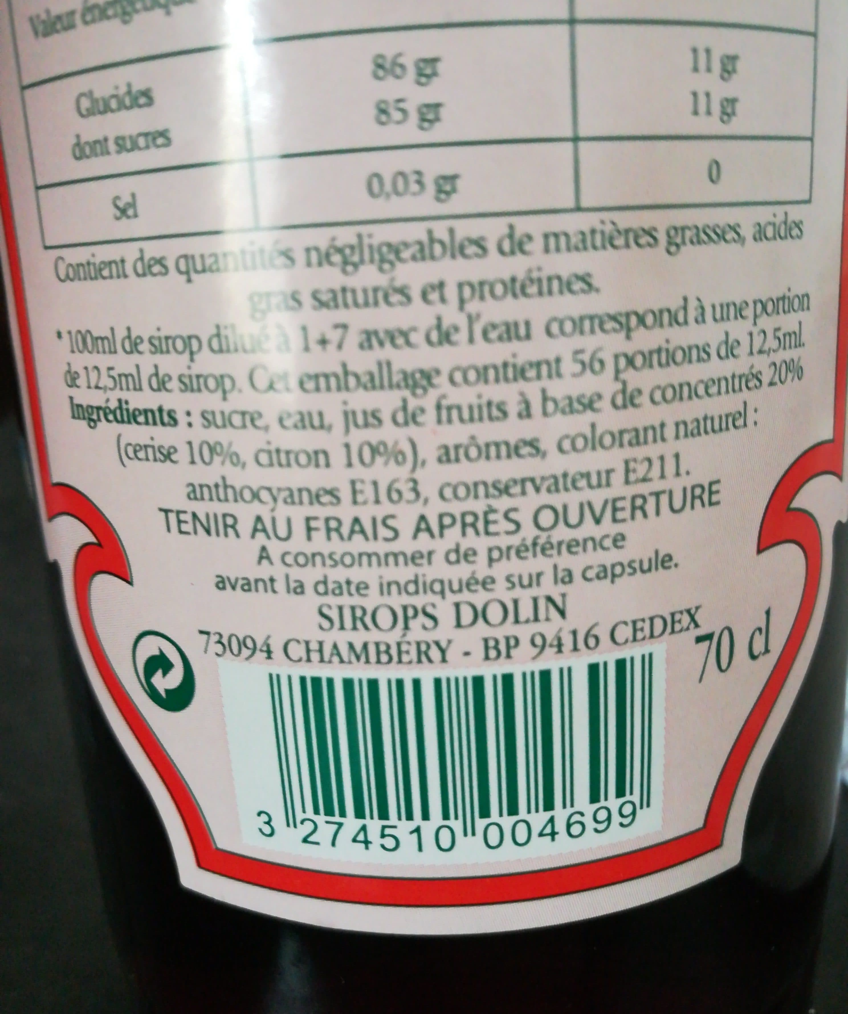 Marie dolin Sirop Cerise packshot