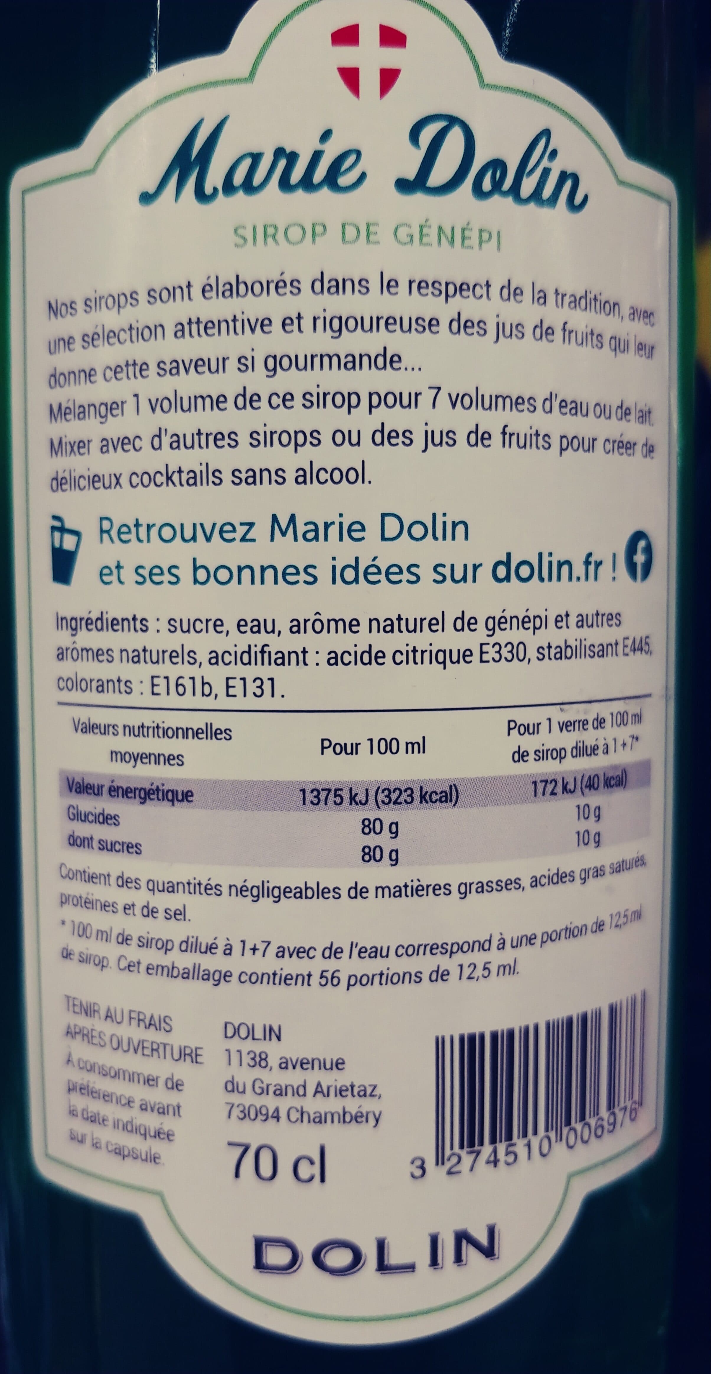 Marie dolin Sirop de génépi packshot