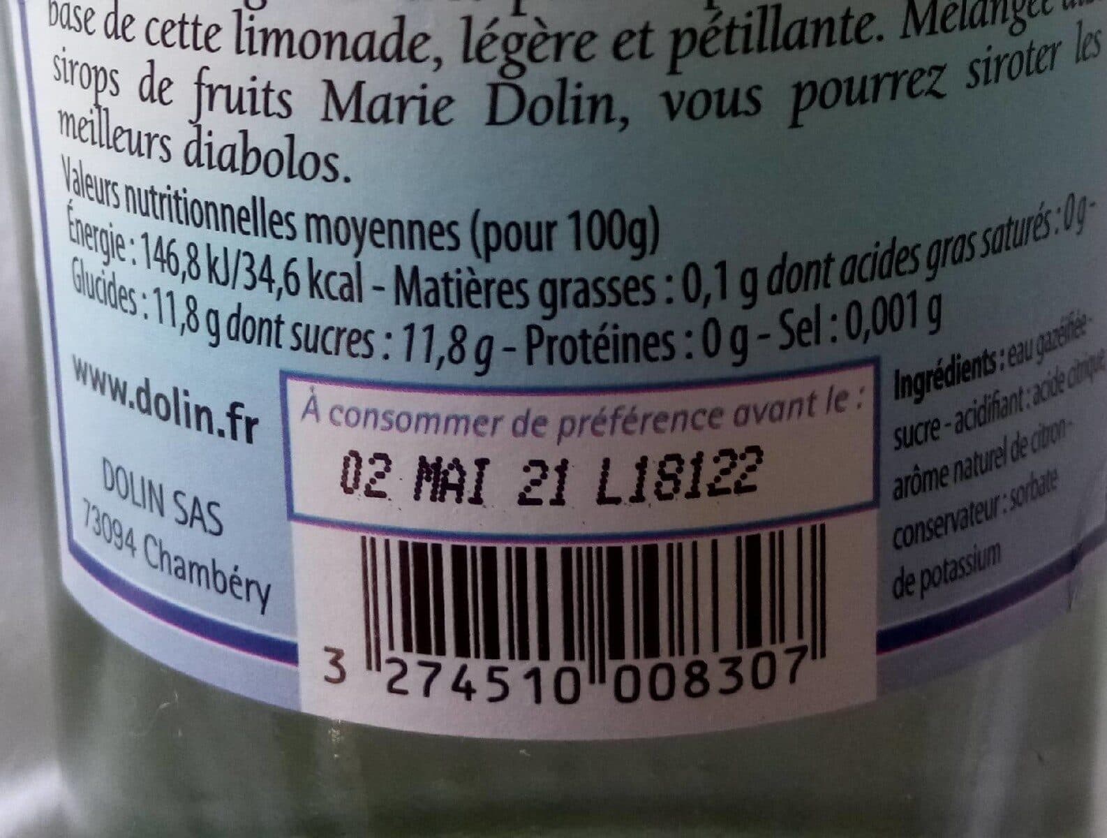 Open Food Facts Limonade artisanale a l'eau de source du Mont Blanc packshot