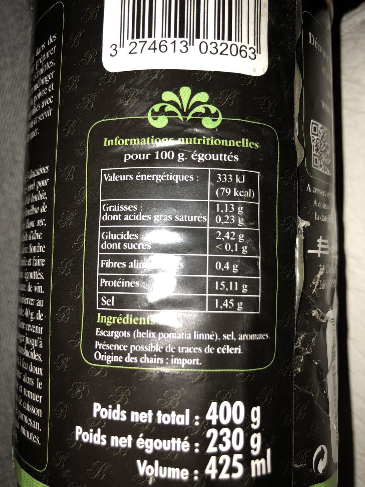 Bontout Bte 1 / 2 Escargots Bourgogne 5 Douzaines Bontout packshot