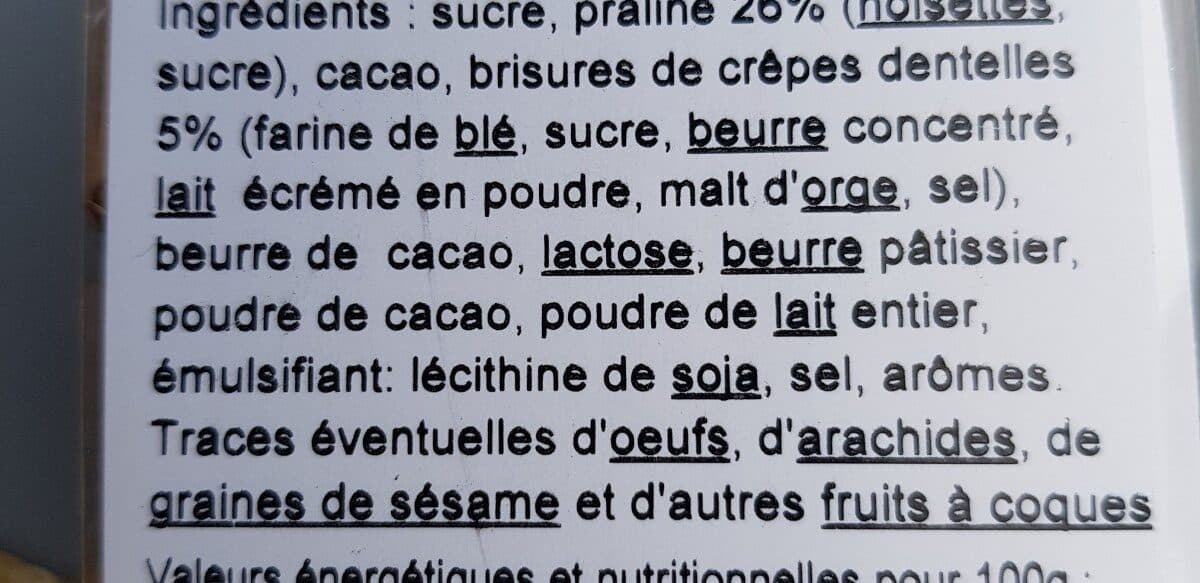 Open Food Facts Bouchon chocolat noir praliné packshot