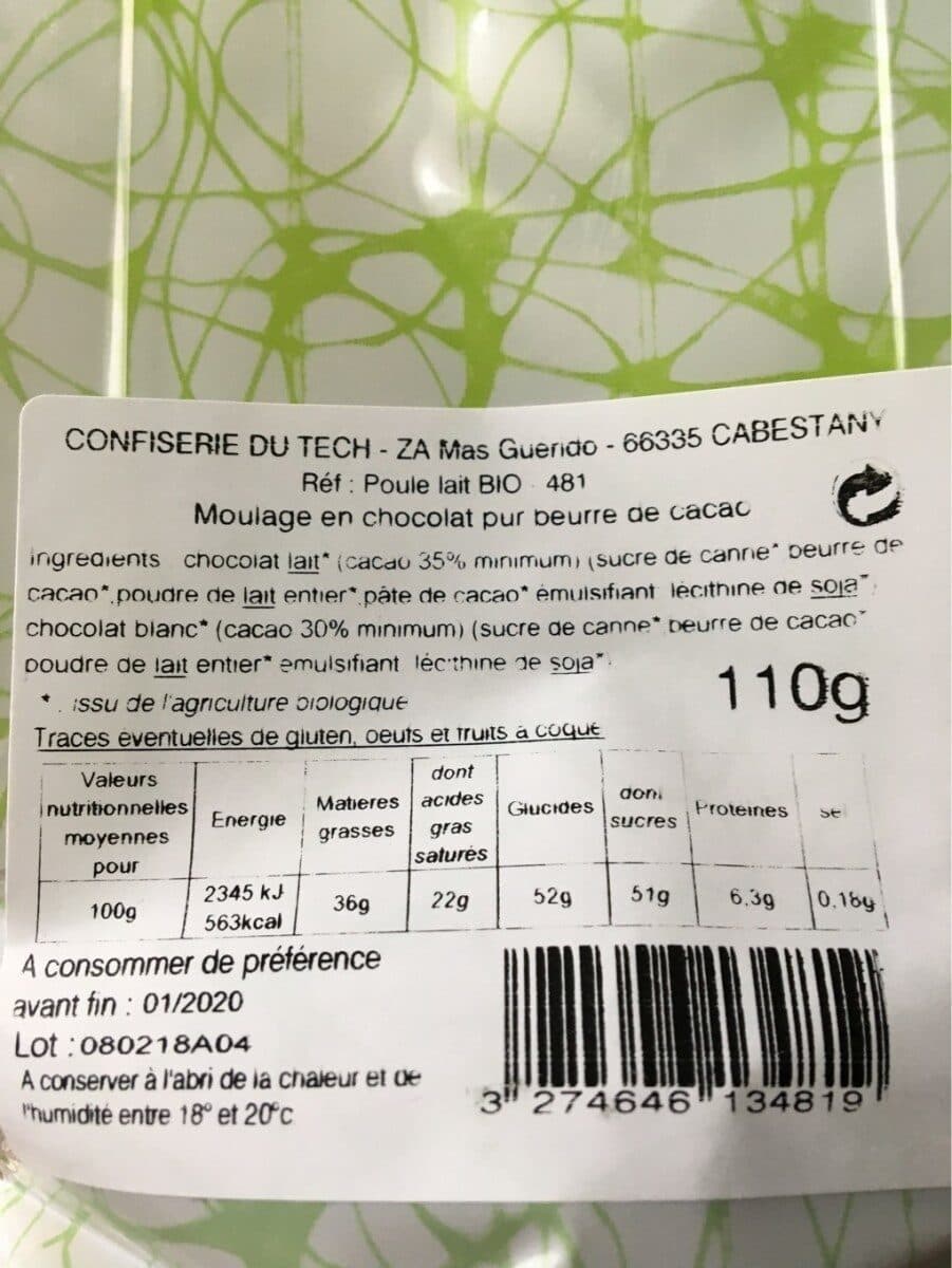 Le Tech Moulage en chocolat pur beurre de cacao packshot