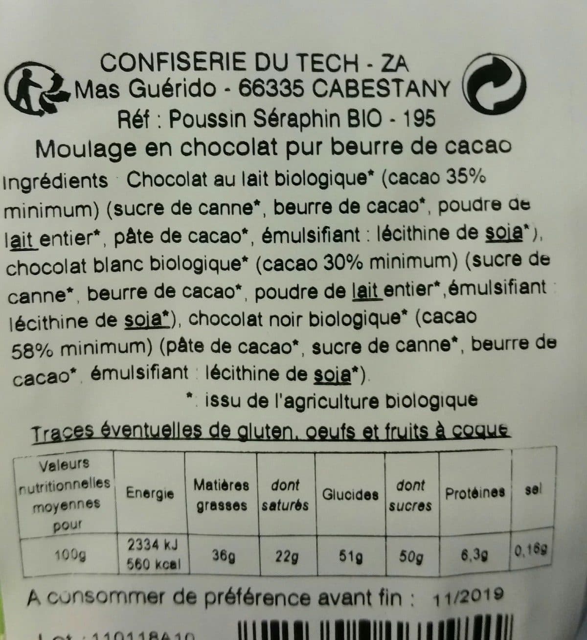 Le Tech Bonbons bio poussin chocolat lait Le Tech packshot