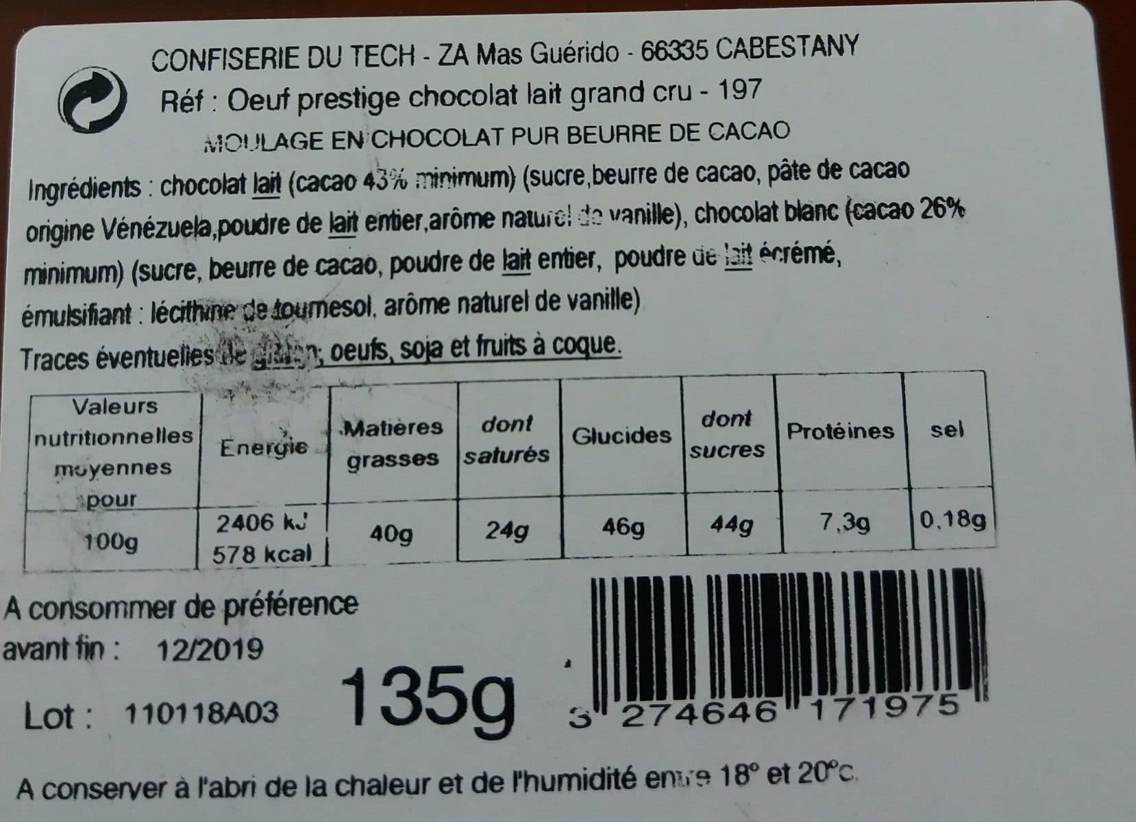 Le Tech Oeuf chocolat au lait packshot