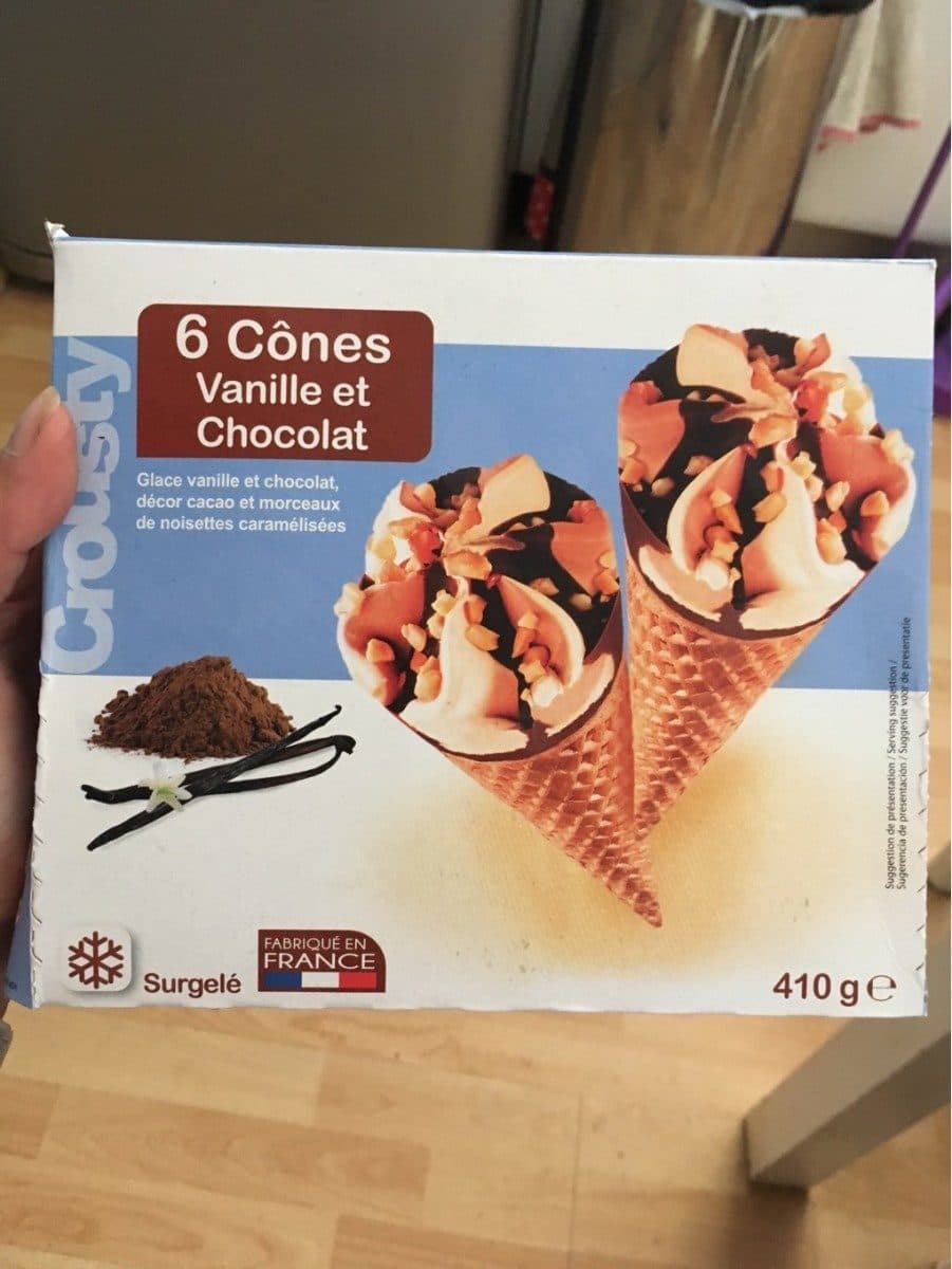 Open Food Facts 6 cônes vanille et chocolat packshot