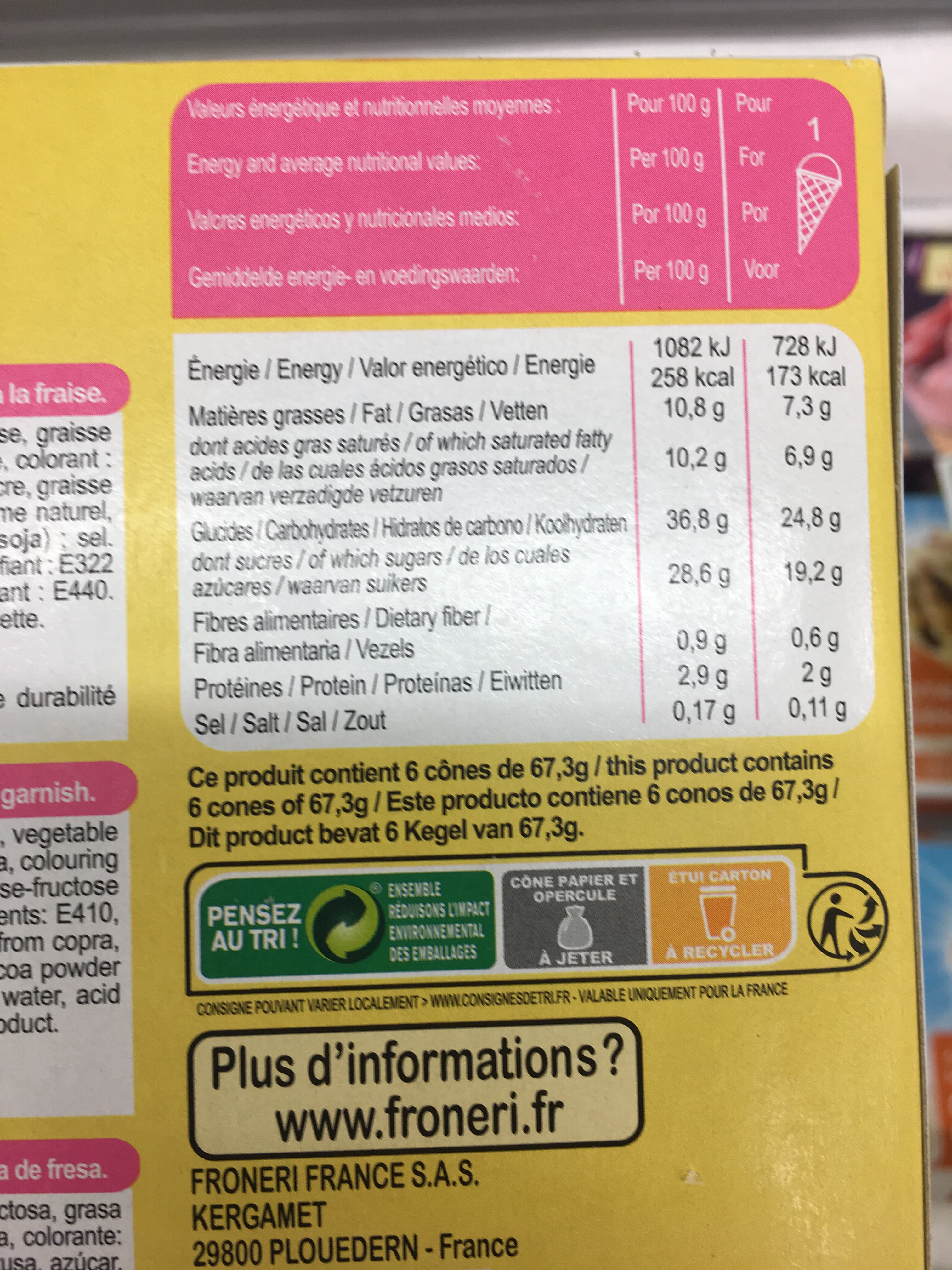 Froneri 6 Cônes Vanille et Fraise Crousty packshot
