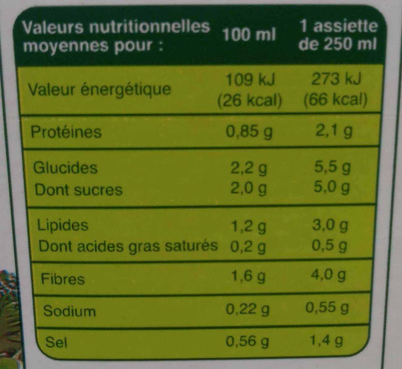 La Potagère Mouliné de légumes verts bio packshot