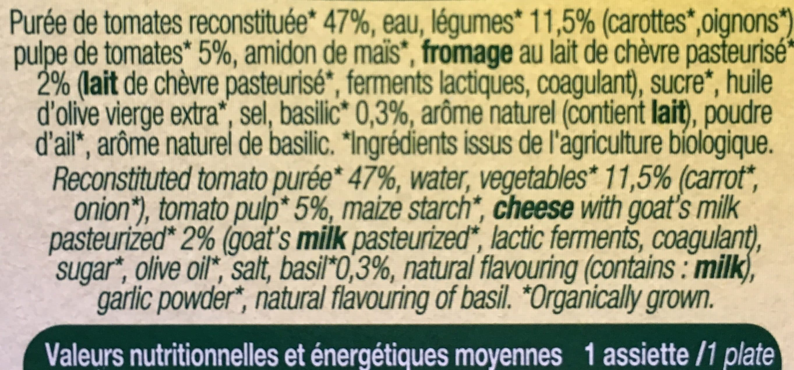 La Potagere Veloute bio de tomates au basilic et fromage de chevre Soignon LA POTAGERE packshot
