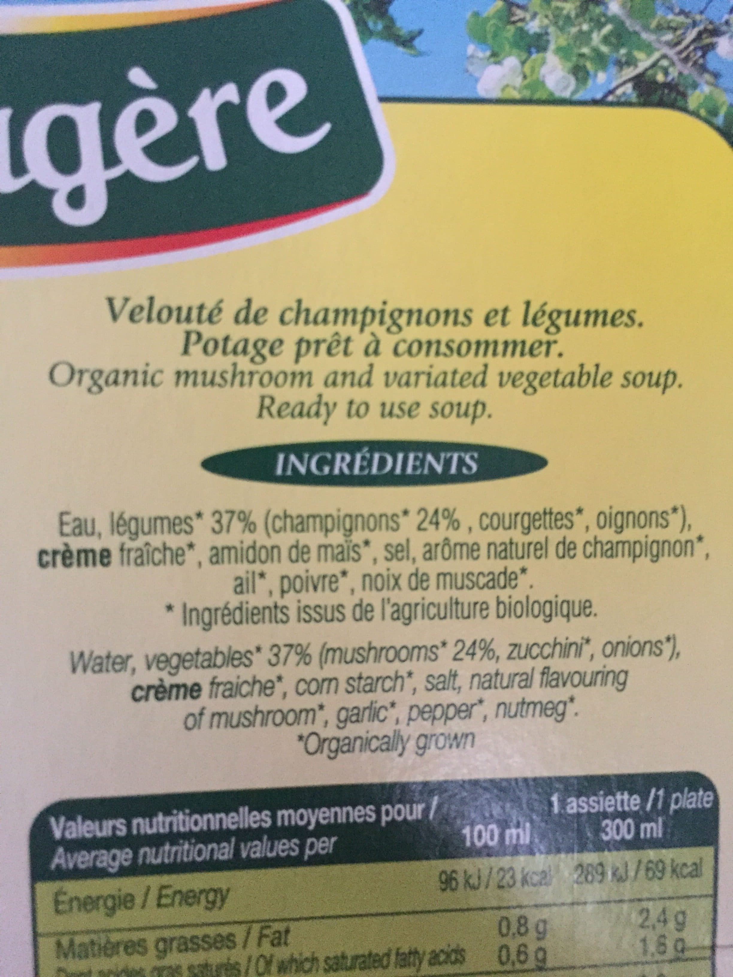 La Potagère Velouté de Champignons Bio packshot