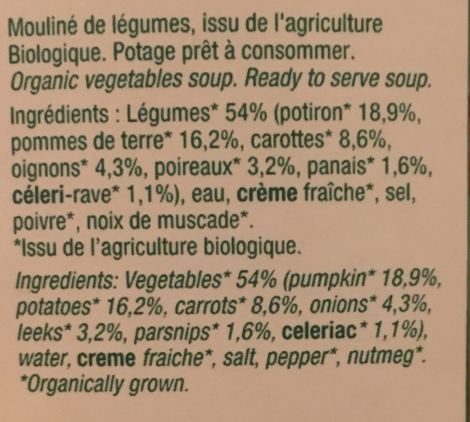 La Potagère Mouliné de légumes d'automne packshot