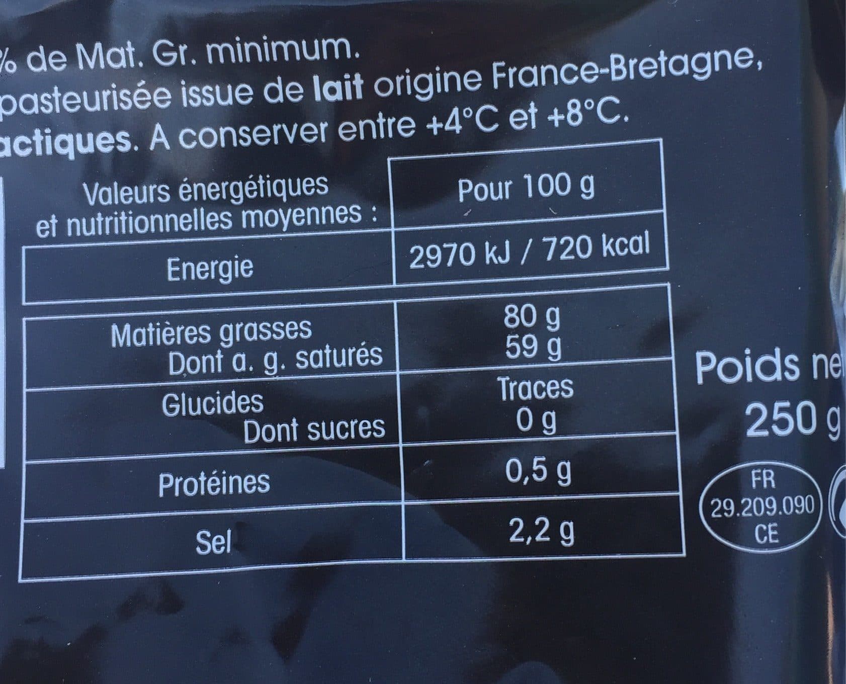 Les Eleveurs De Bretagne Beurre Les Eleveurs de Bretagne 80%mat.gr extra fin 1/2 packshot