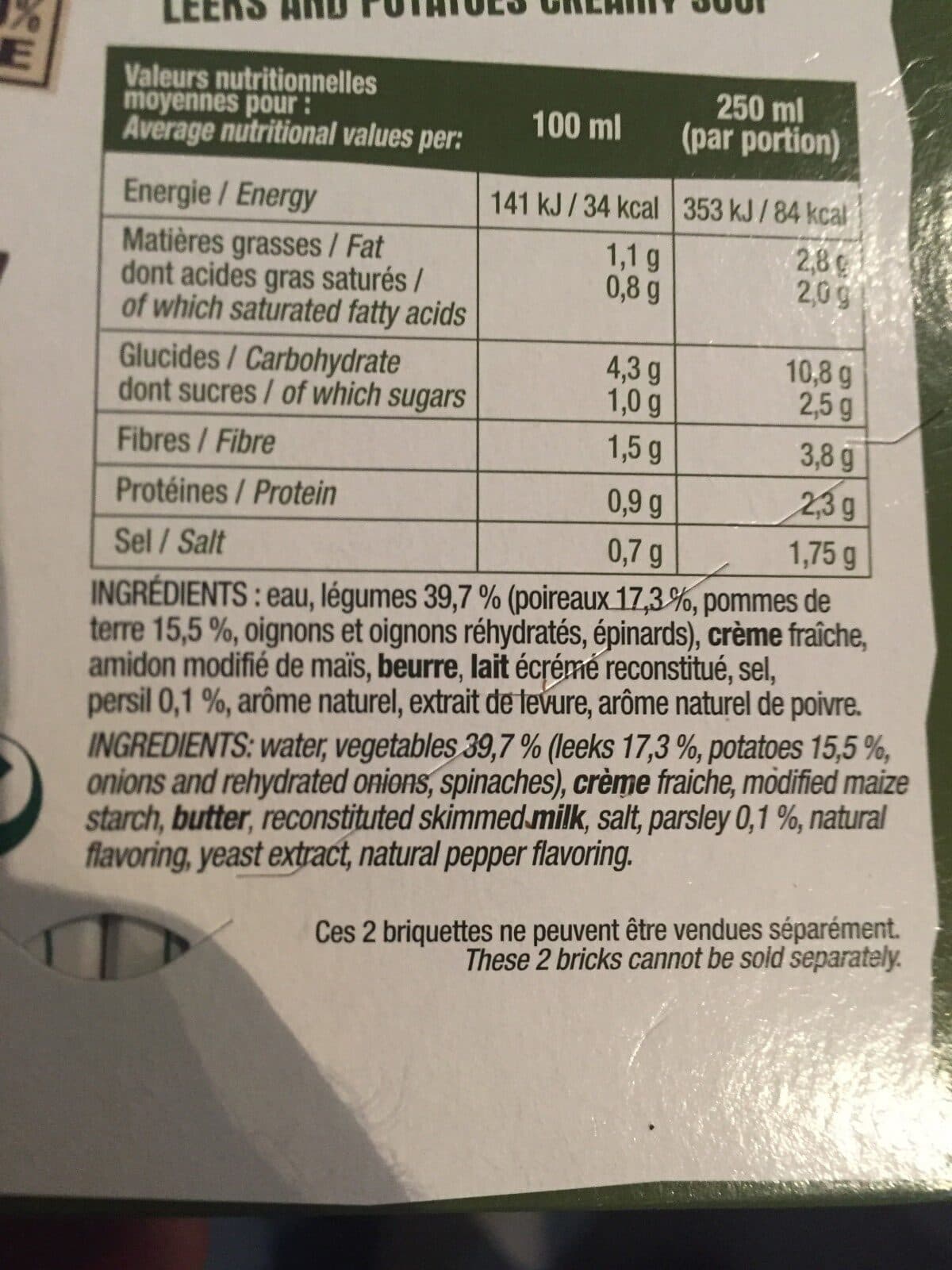 La Potagère Velouté de poireaux, pommes de terre & persil packshot