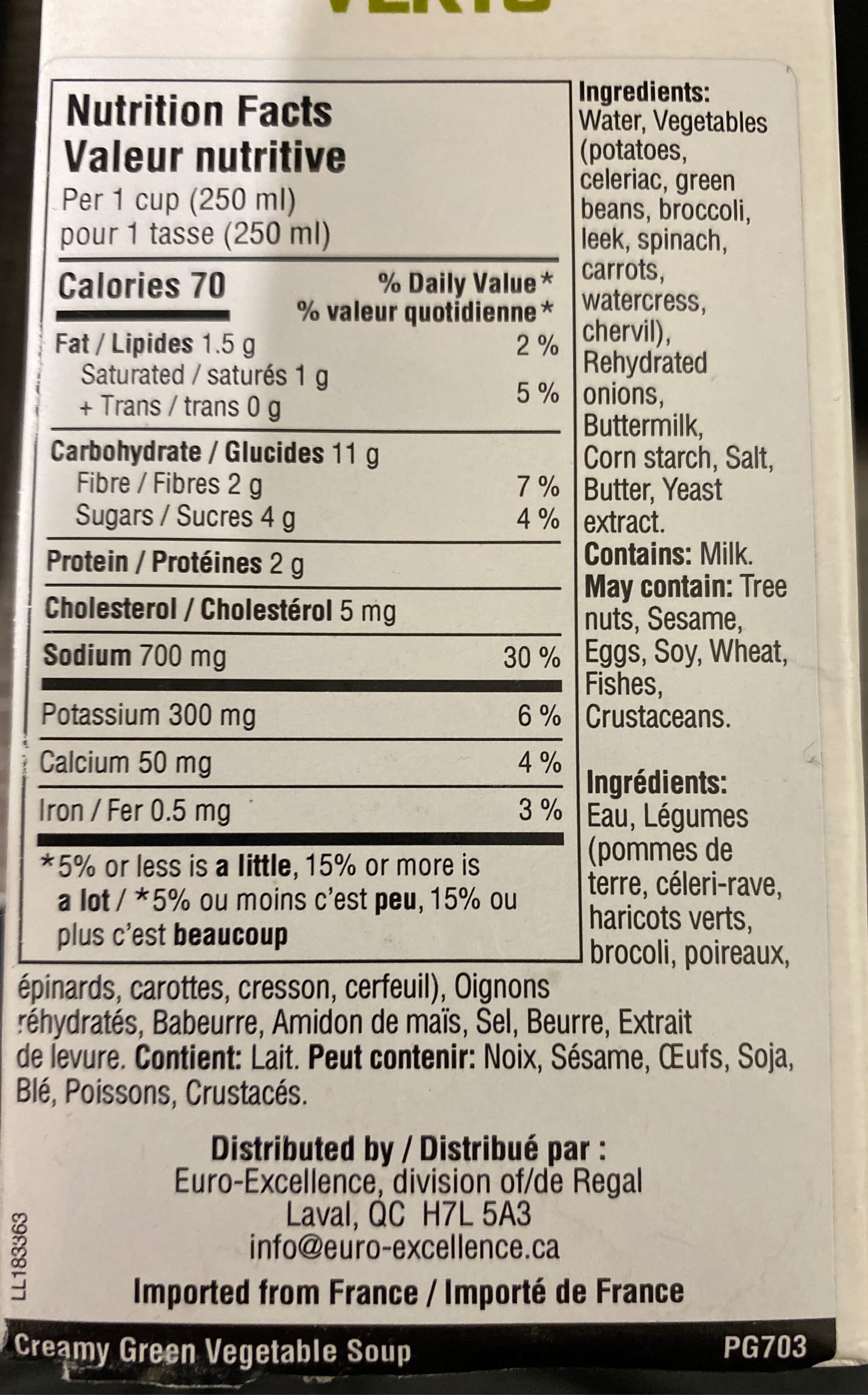 La potagère Cream of Green Vegetables Soup packshot