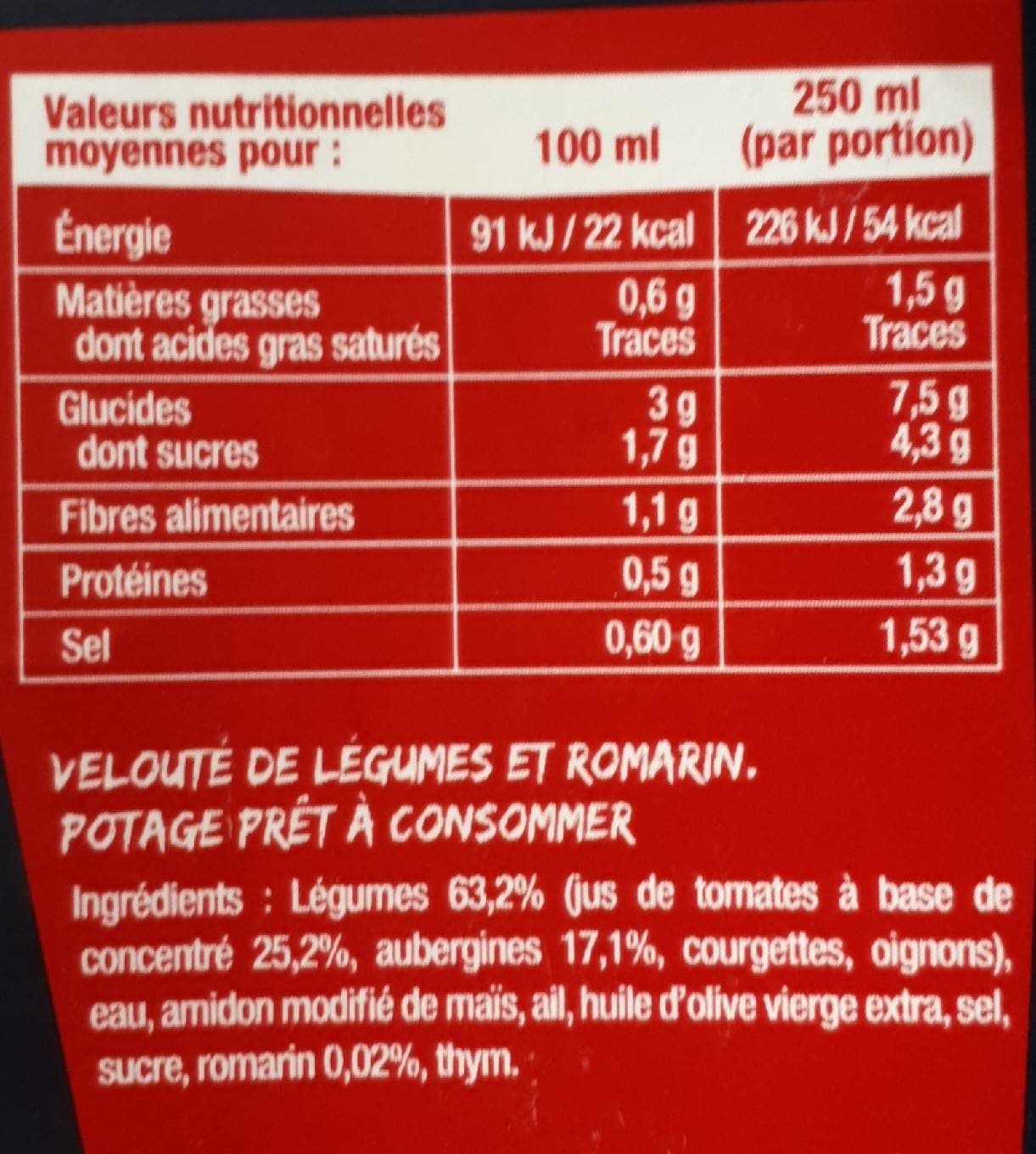 La Potagère Soupe Tomates Aubergines et Romarin packshot