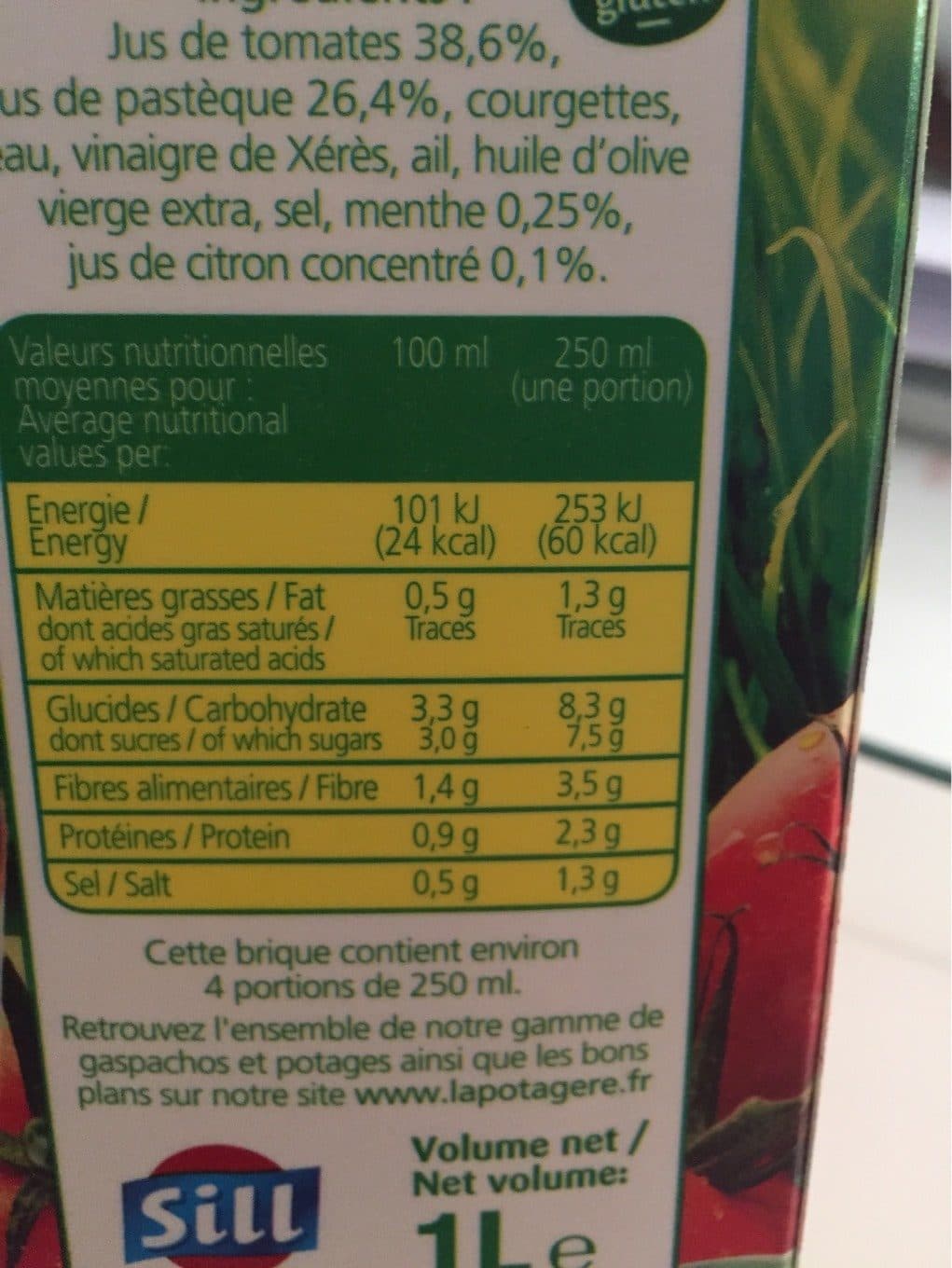 La potagere Gaspacho de tomates et pastèques LA POTAGERE, 1L packshot