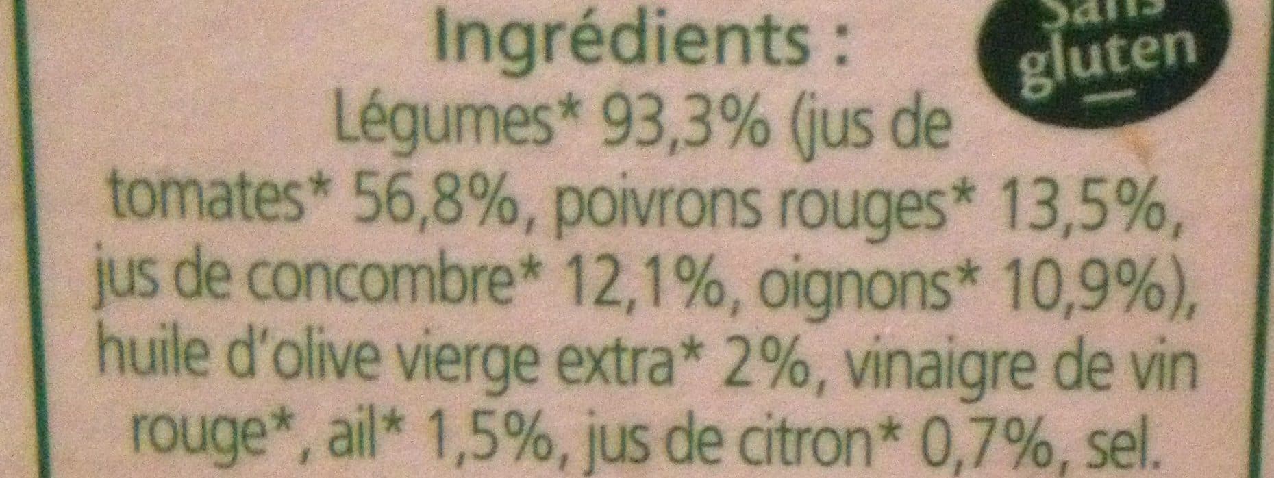 La Potagère Gaspacho à l'Andalouse Bio packshot