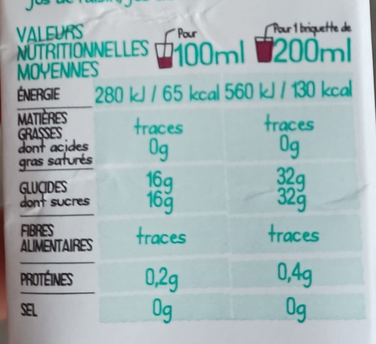 Plein fruit Pur jus de Raisin packshot